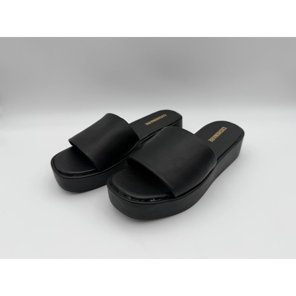 Cushionaire Kudos Black Platform Slide Sandals Women’s Size 8M